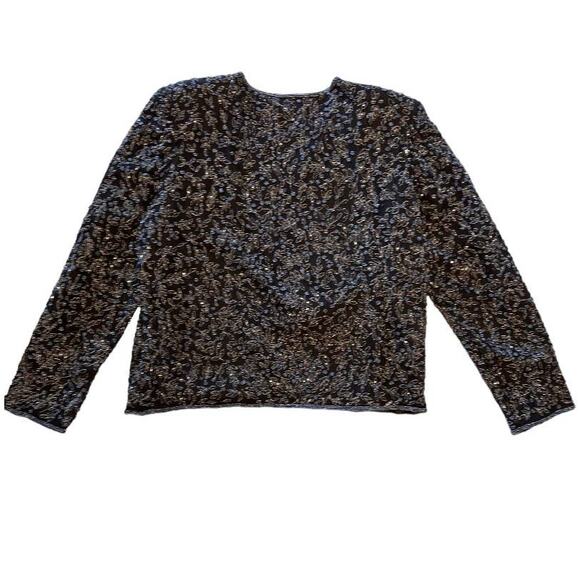 Scala, Womens Silk Beaded Black Formal Evening Jacket, Large - Picture 12 of 15